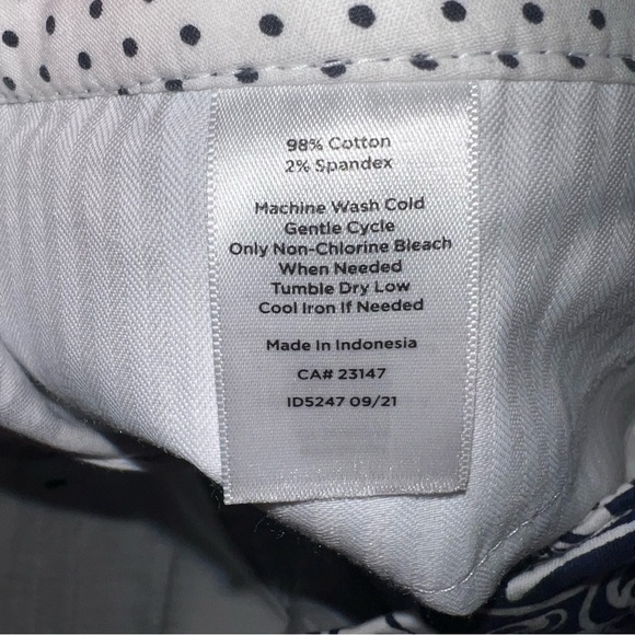 Talbots Perfect Crop Slim-Leg Pants - Paisley - Navy White - Size 10 - Boho Chic - Picture 9 of 9